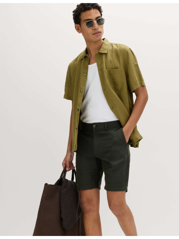 Marks & Spencer Chino šortke, od mješavine lana Marks & Spencer zelena