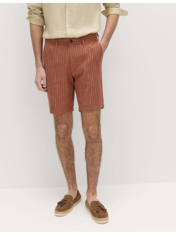Marks & Spencer Chino šortke, od mješavine lana Marks & Spencer smeđa