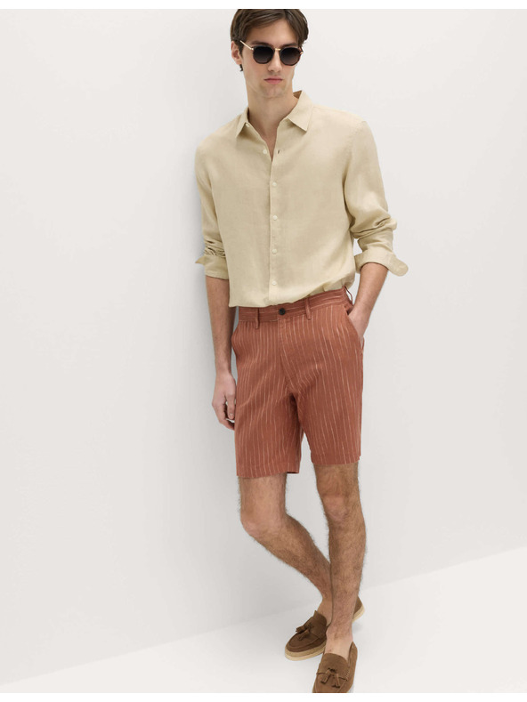 Marks & Spencer Chino šortke, od mješavine lana Marks & Spencer smeđa