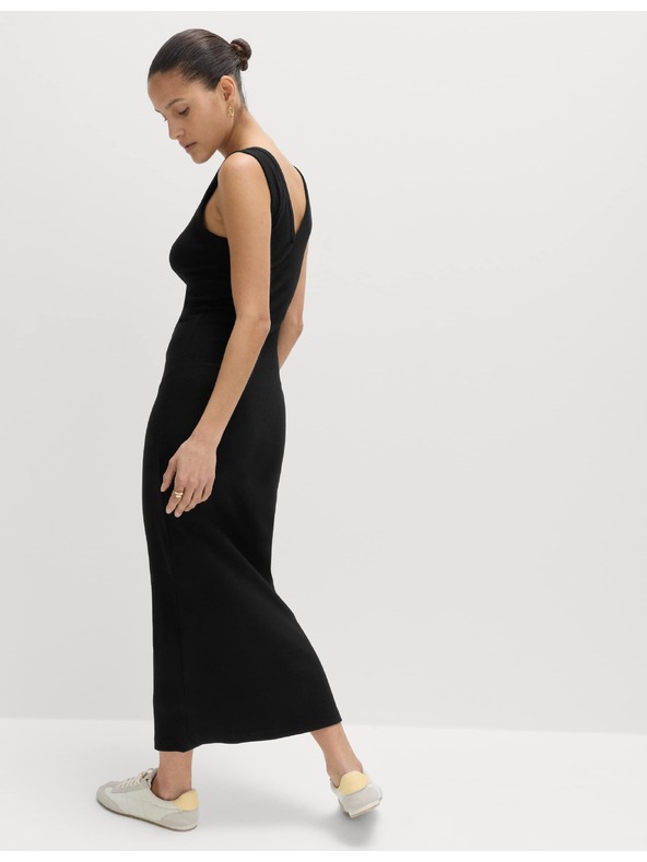 Marks & Spencer Midi futrola haljina s visokim udjelom pamuka i V izrezom Marks & Spencer crna