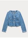 Marks & Spencer Skraćenu denim jaknu bez ovratnika s dvostrukim pojasom Marks & Spencer mornarsko plava