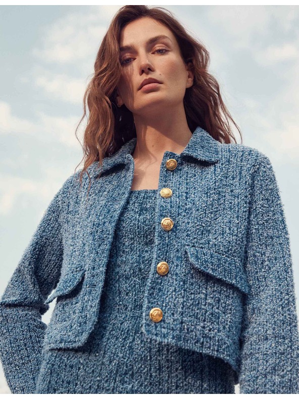 Marks & Spencer Skraćenu denim jaknu s teksturom Marks & Spencer mornarsko plava