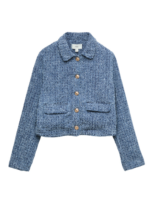 Marks & Spencer Skraćenu denim jaknu s teksturom Marks & Spencer mornarsko plava