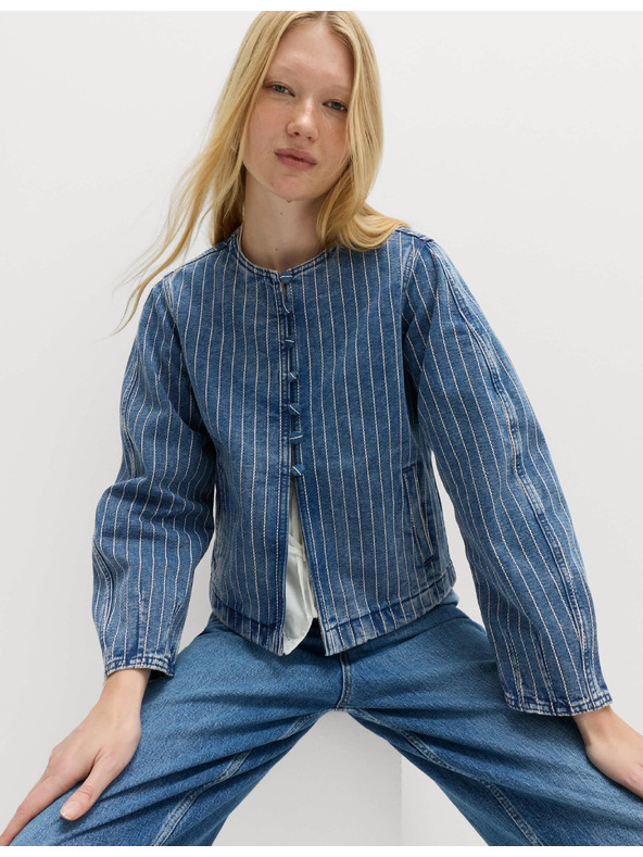 Marks & Spencer Progastanu denim jaknu bez ovratnika Marks & Spencer mornarsko plava