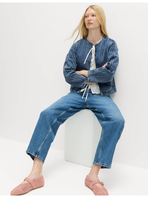 Marks & Spencer Progastanu denim jaknu bez ovratnika Marks & Spencer mornarsko plava