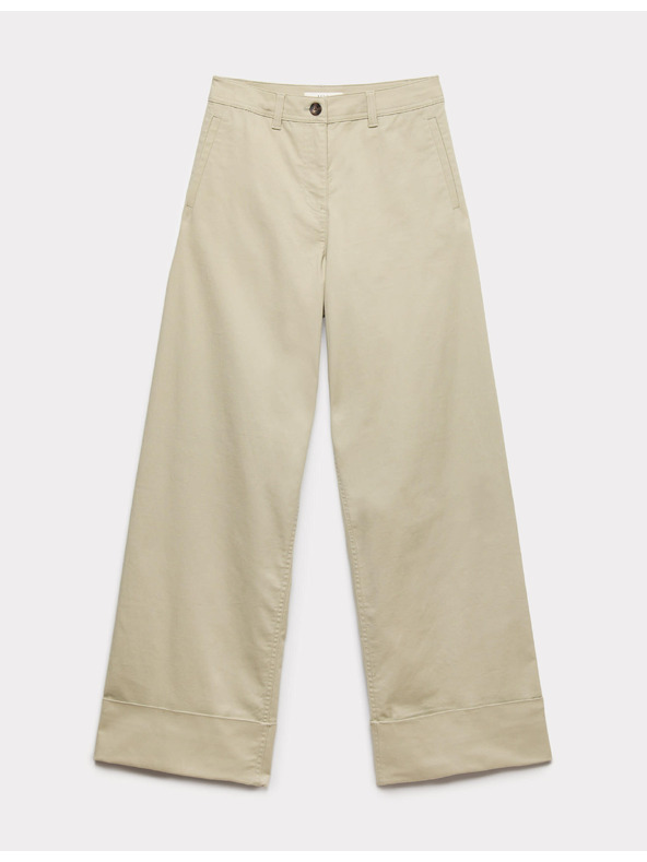 Marks & Spencer Chino hlače sa širokima nogavicama i preklop džepovima, s visokim udjelom pamuka Marks & Spencer zelena