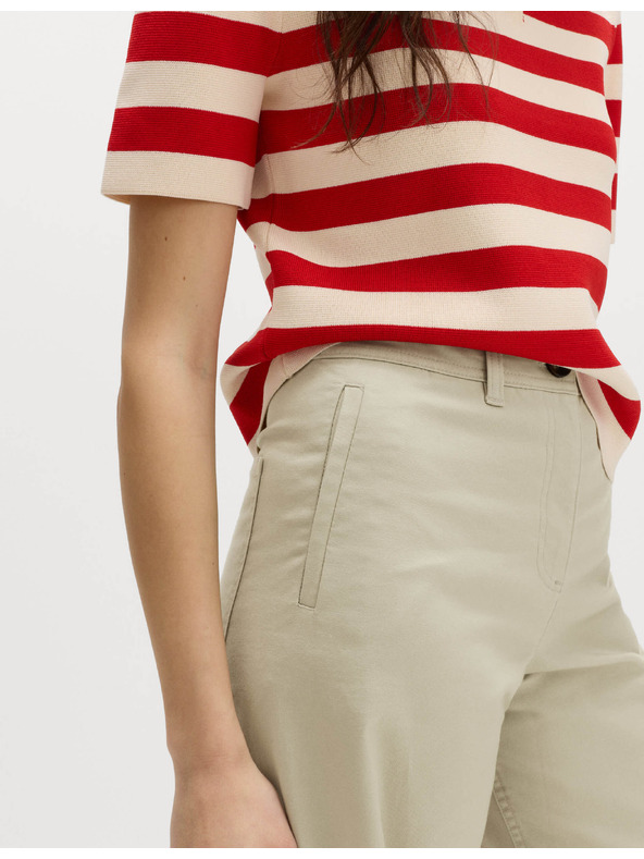 Marks & Spencer Chino hlače sa širokima nogavicama i preklop džepovima, s visokim udjelom pamuka Marks & Spencer zelena