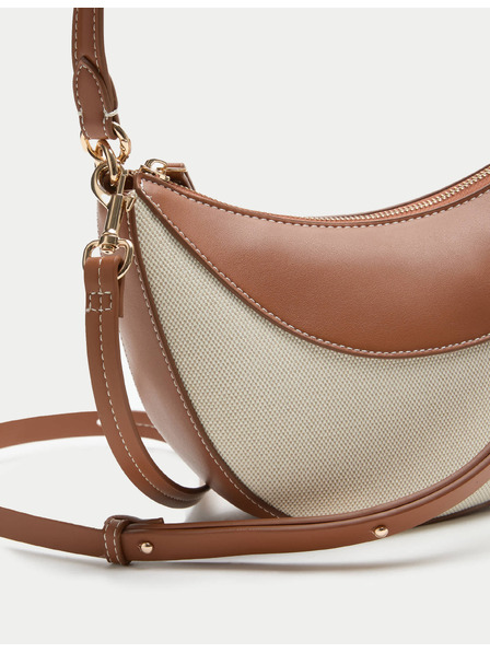 Marks & Spencer Crossbody torba s platnenim šavom Marks & Spencer krem