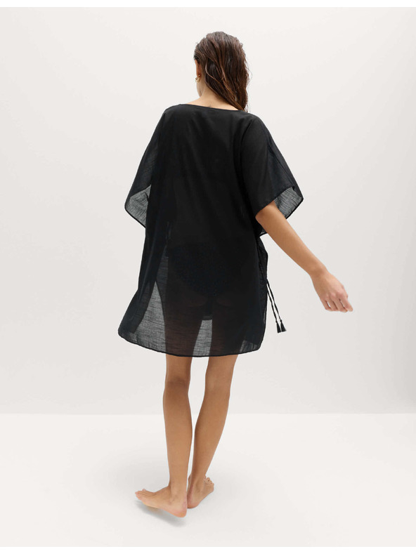 Marks & Spencer Kaftan mini haljina od čiste pamuke s ukrasnim vezivanjem Marks & Spencer crna