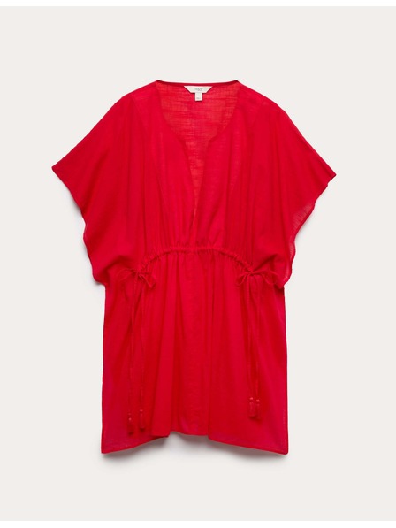 Marks & Spencer Kaftan mini haljine od čiste pamuke s dekorativnim vezivanjem Marks & Spencer crvena