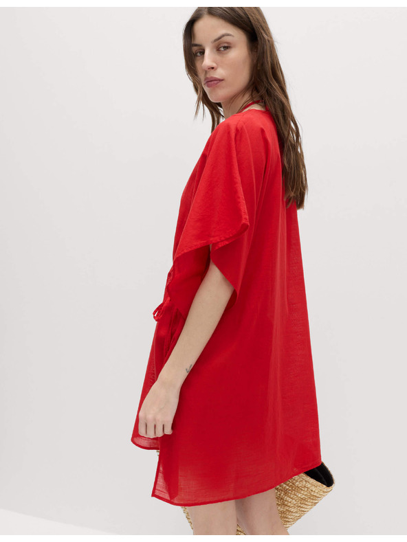 Marks & Spencer Kaftan mini haljine od čiste pamuke s dekorativnim vezivanjem Marks & Spencer crvena