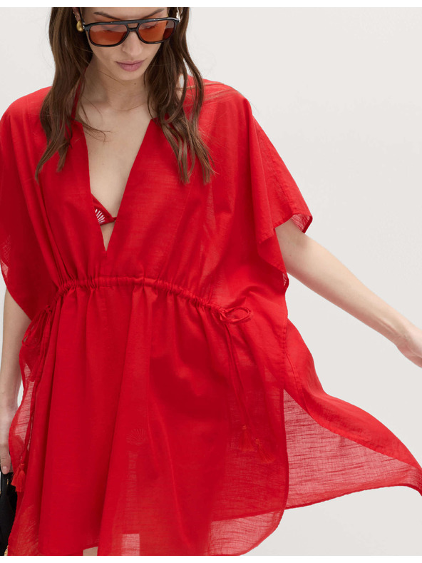 Marks & Spencer Kaftan mini haljine od čiste pamuke s dekorativnim vezivanjem Marks & Spencer crvena