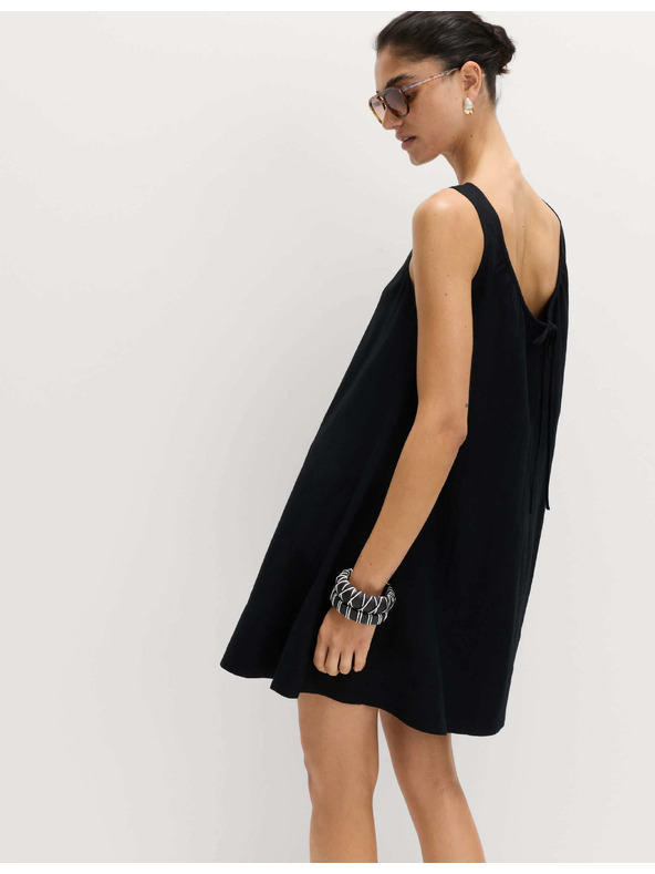 Marks & Spencer Slobodne mini haljine s ovalnim izrezom i visokim udjelom lana Marks & Spencer crna