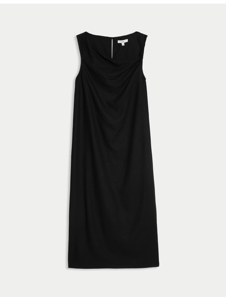 Marks & Spencer Fluidne midaxi haljine s visokim udjelom lana i vezivanjem oko vrata Marks & Spencer crna