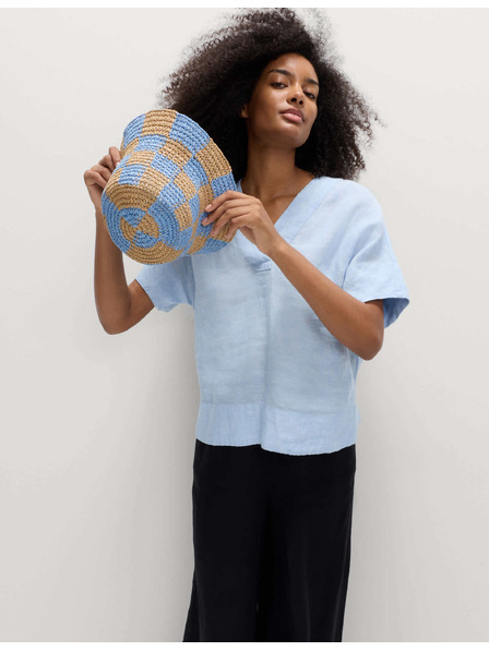 Marks & Spencer Majica Popover od čistog lana s V izrezom Marks & Spencer plava