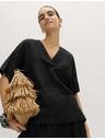 Marks & Spencer Majica Popover od čistog lana s V izrezom Marks & Spencer crna