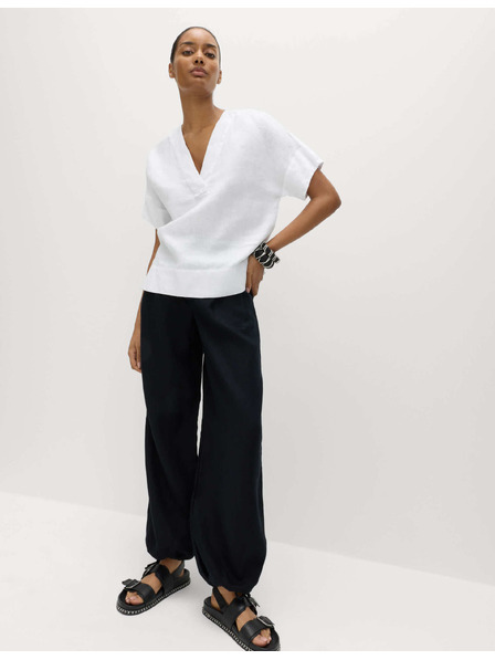 Marks & Spencer Popover top od čistog lana s V izrezom Marks & Spencer bijela
