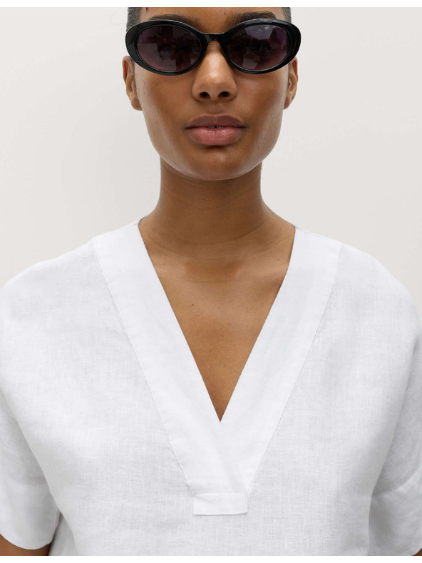 Marks & Spencer Popover top od čistog lana s V izrezom Marks & Spencer bijela