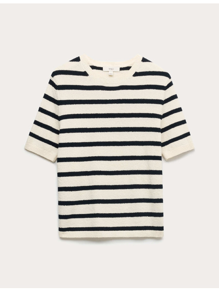 Marks & Spencer Prugasti pleteni bukle top sa visokim udjelom pamuka Marks & Spencer kremasta