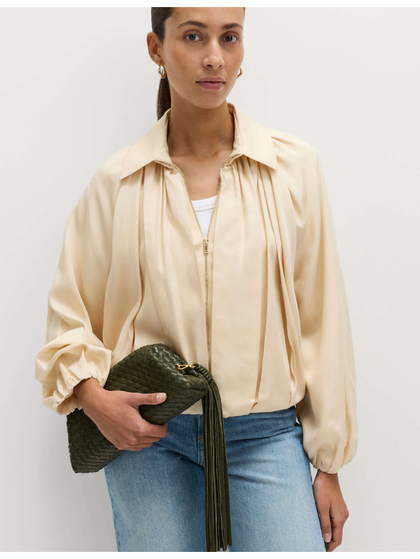 Marks & Spencer Plisirana jakna bomber, od čistog Lycocell™ materijala Marks & Spencer kremasta