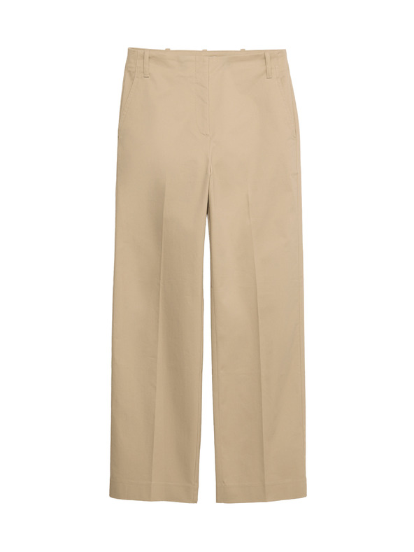 Marks & Spencer Ankle hlače, ravnih nogavica, s visokim udjelom pamuka Marks & Spencer bež