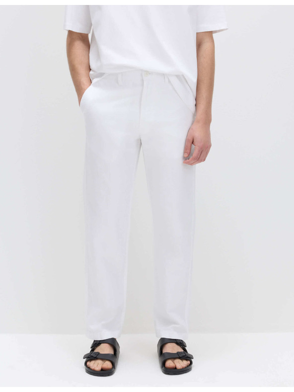 Marks & Spencer Chino hlačice od lnene mješavine, normalan kroj Marks & Spencer bijela