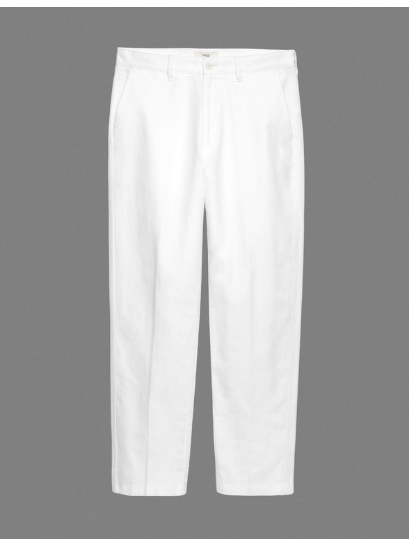 Marks & Spencer Chino hlačice od lnene mješavine, normalan kroj Marks & Spencer bijela