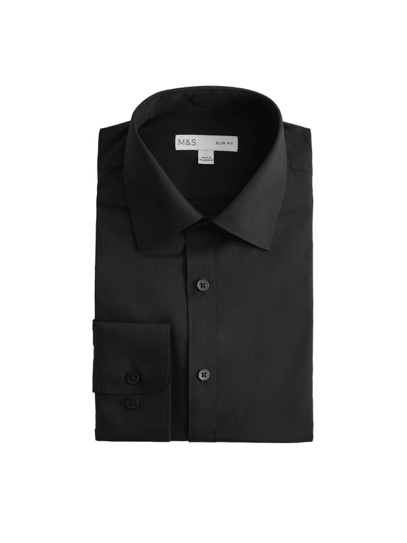Marks & Spencer Slim košulja, lako glačanje Marks & Spencer crna