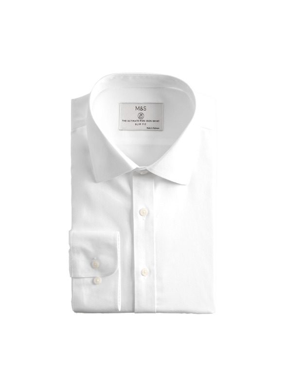 Marks & Spencer Pamučna slim košulja s nepotrebnim glačanjem Marks & Spencer bijela