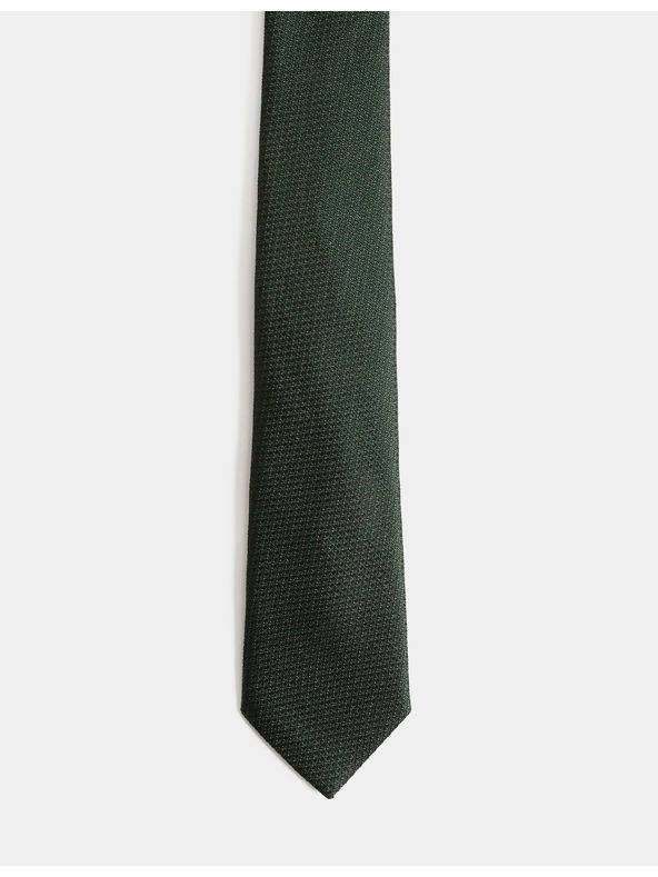 Marks & Spencer Marks & Spencer zelena teksturirana 100% svilena kravata