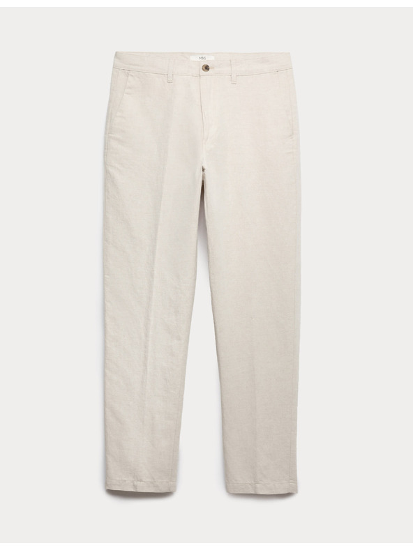 Marks & Spencer Chino hlače od lnene mješavine, normalan kroj Marks & Spencer bež