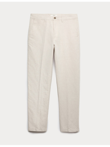 Marks & Spencer Chino hlače od lnene mješavine, normalan kroj Marks & Spencer bež