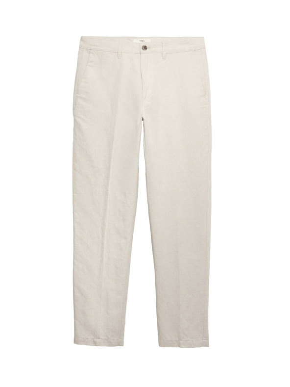 Marks & Spencer Chino hlače od lnene mješavine, normalan kroj Marks & Spencer bež