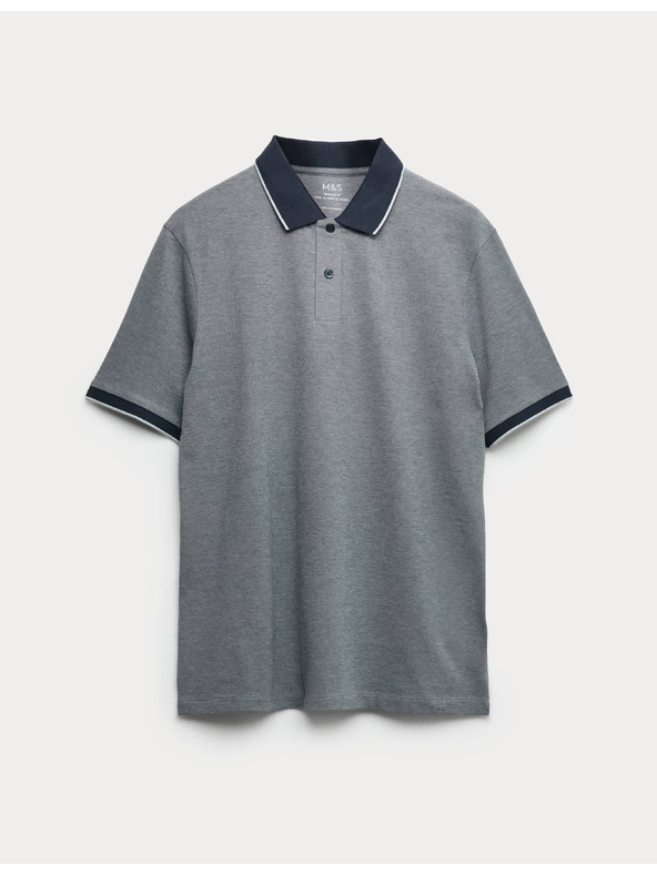 Marks & Spencer Polo majica Pique s naglašenim rubovima The Ultimate Marks & Spencer mornarika plava