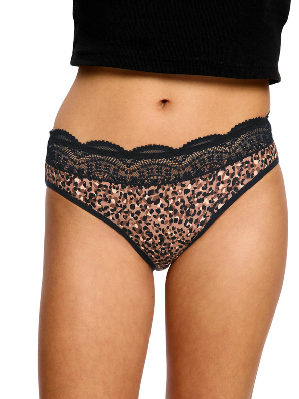 Modibodi Menstrualne gaćice Modibodi Sensual Hi Waist Bikini Moderate Animalia Brown