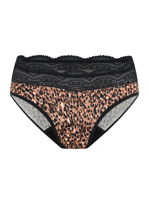 Modibodi Menstrualne gaćice Modibodi Sensual Hi Waist Bikini Moderate Animalia Brown