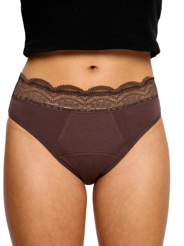 Modibodi Menstrualne gaćice Modibodi Sensual Hi Waist Bikini Super Mahogany