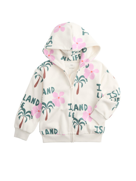 Marks & Spencer Hoodie sa zipom sa visokim udjelom pamuka i otoka printom (2–8 godina) Marks & Spencer više boja
