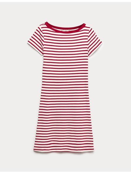 Marks & Spencer Prugasta mini pouzdan haljina sa visokim udjelom pamuka Marks & Spencer crvena