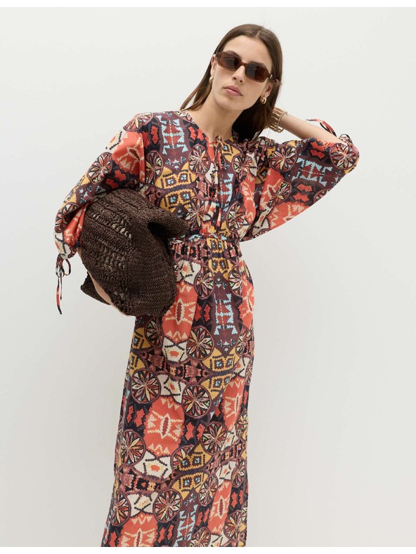 Marks & Spencer Kaftan maxi haljina sa printom i istaknutim pojasом od čiste pamuka Marks & Spencer više boja