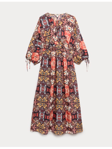 Marks & Spencer Kaftan maxi haljina sa printom i istaknutim pojasом od čiste pamuka Marks & Spencer više boja
