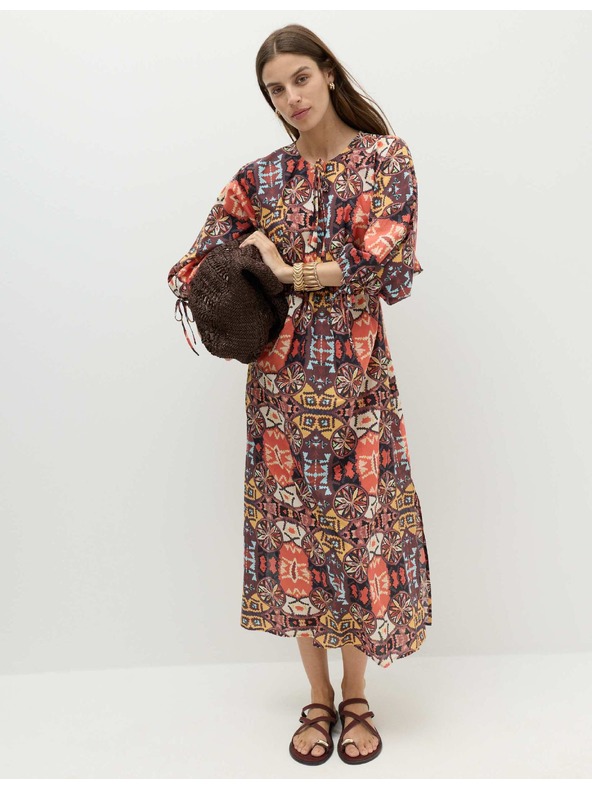 Marks & Spencer Kaftan maxi haljina sa printom i istaknutim pojasом od čiste pamuka Marks & Spencer više boja