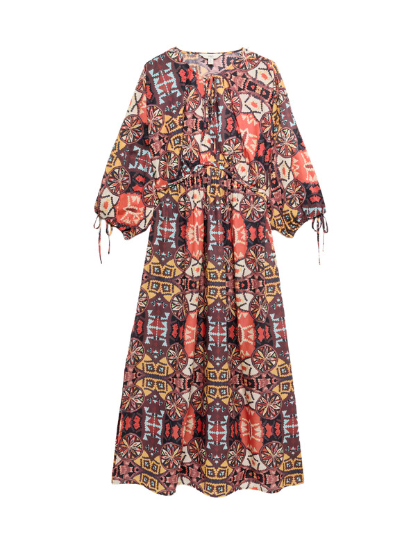 Marks & Spencer Kaftan maxi haljina sa printom i istaknutim pojasом od čiste pamuka Marks & Spencer više boja
