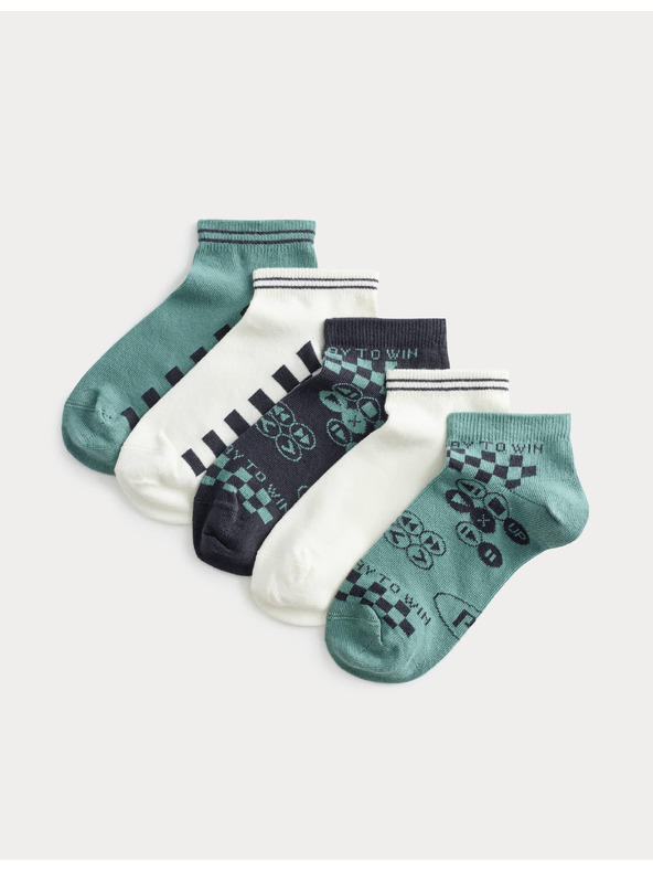 Marks & Spencer Kratke čarape Trainer Liners™ Gaming, 5 pari u pakiranju (6 malo – 7 veliko) Marks & Spencer zelena