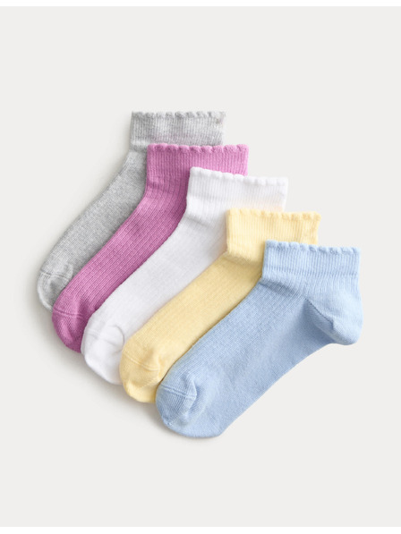 Marks & Spencer Rebrastane kratke čarape Trainer Liners™ s visokim udjelom pamuka, 5 pari (6 malo – 7 veliko) Marks & Spencer visebarjna