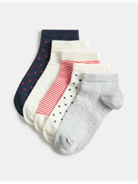 Marks & Spencer Prugaste kratke čarape Trainer Liners™ s visokim udjelom pamuka, set od 5 pari Marks & Spencer plava