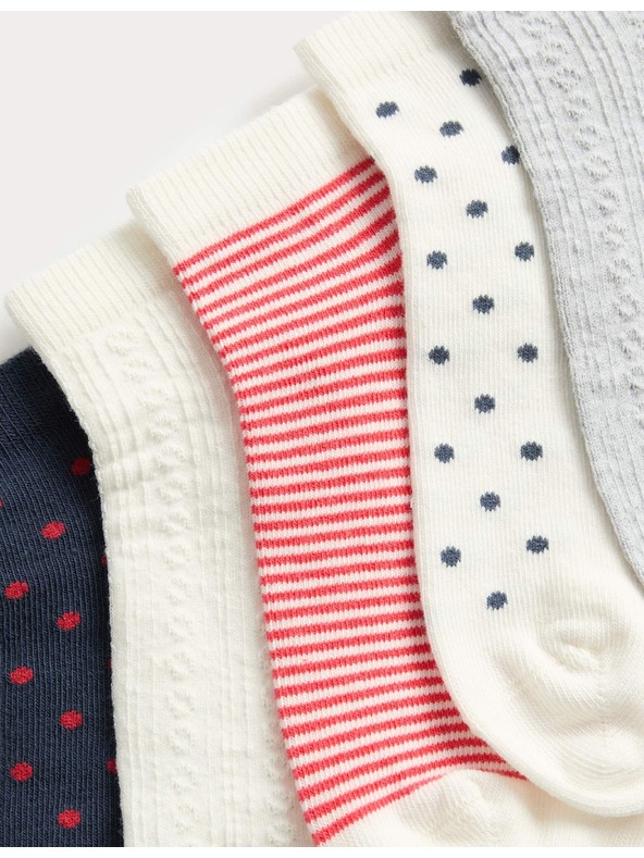 Marks & Spencer Prugaste kratke čarape Trainer Liners™ s visokim udjelom pamuka, set od 5 pari Marks & Spencer plava