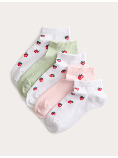 Marks & Spencer Kratke čarape Trainer Liners™ sa jagodama i visokim udjelom pamuka, 5 pari u pakiranju (6 malo – 7 veliko) Marks & Spencer crvena