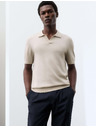 Marks & Spencer Pletena polo majica od čiste extra fine vune merino Marks & Spencer bež