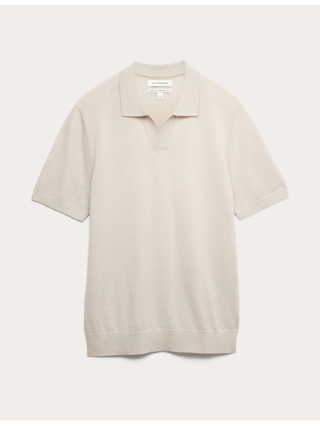 Marks & Spencer Pletena polo majica od čiste extra fine vune merino Marks & Spencer bež